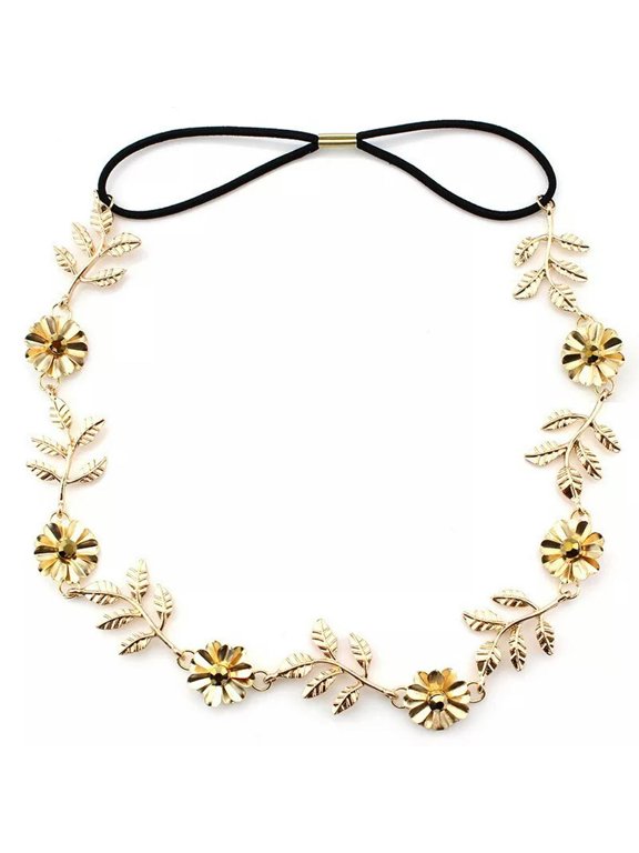 Boho Gold Leaf Flower Chain Crown Hair Cuff Arabian Head Piece Jewellery Gift