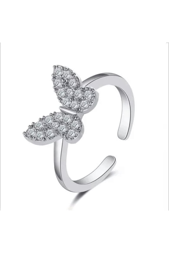 Boho Knuckle Fashion Butterfly Love Shinny Shinny Thumb Stack Ring Jewelry Gift-Silver