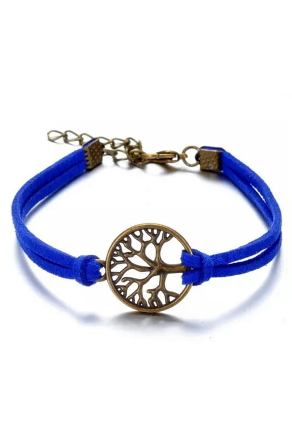 Bracelet Heart Tree Anklet Foot Beach Jewelry Friendship Love Cord Lace Gift-Blue