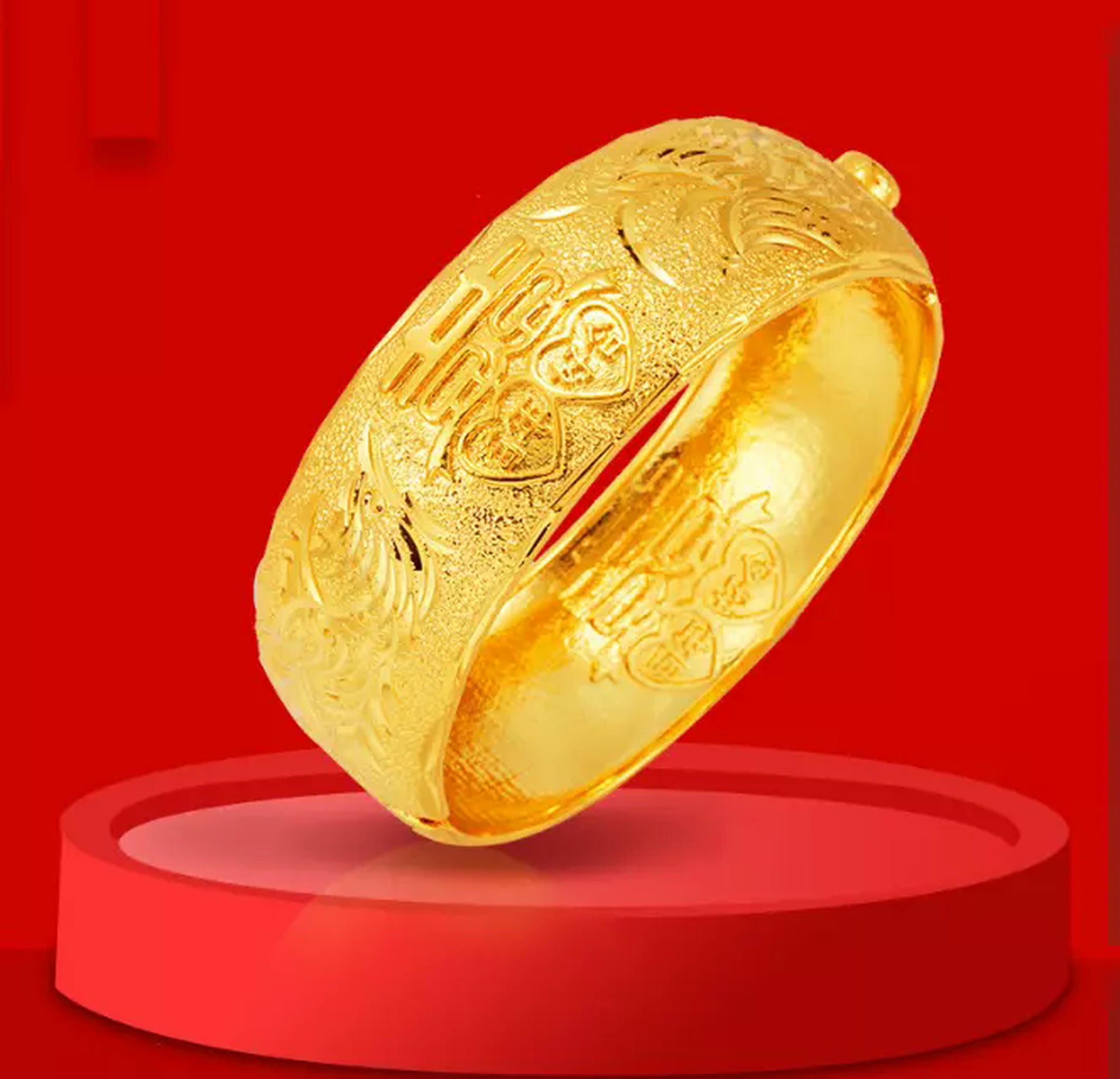 HOOUN Bride's Exquisite Bracelet 24K Thai Baht Gold Plated Jewelry 63g