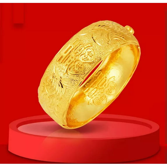 HOOUN Bride's Exquisite Bracelet 24K Thai Baht Gold Plated Jewelry 63g