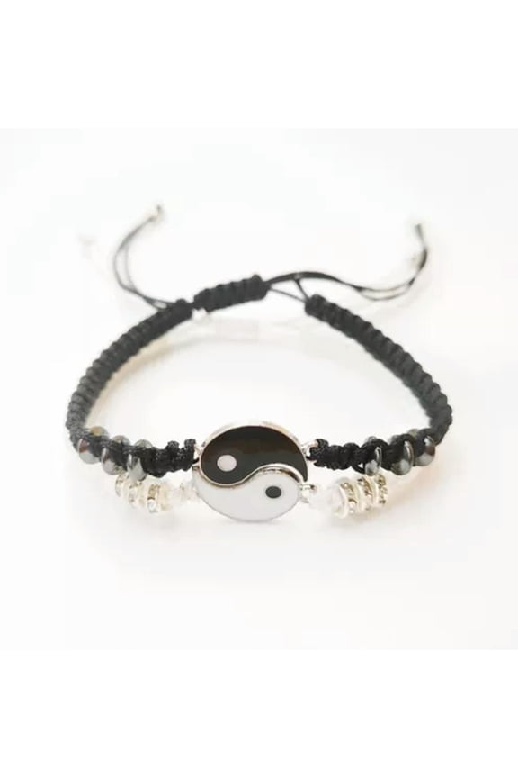 Broken Heart Best Friend 2 Pieces Cord Taiji Yin Yang Friendship Bracelet Gift-Silver