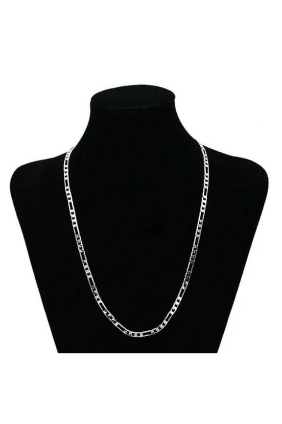Bulk 5Pcs 925 Silver Figaro Chain Necklace 4MM Jewelry Findings 16"-30" Unisex-30"-5pcs