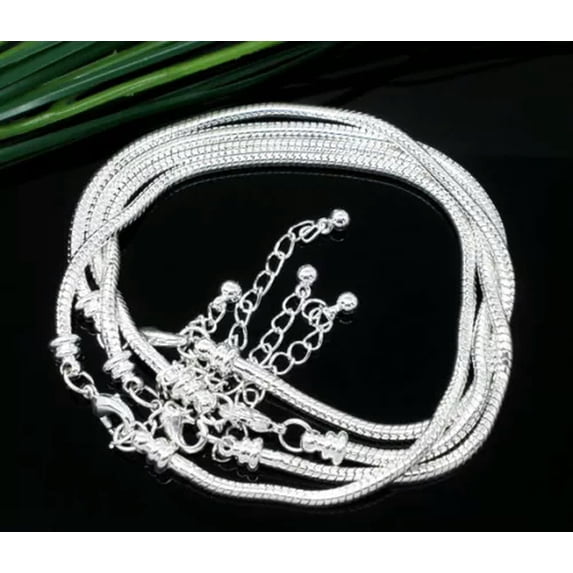 HOOUN Bulk Lot 10/20/30pc 925 Silver Snake Chain Bracelet for Charms Beads DIY Jewelry-23cm /9"-5pcs