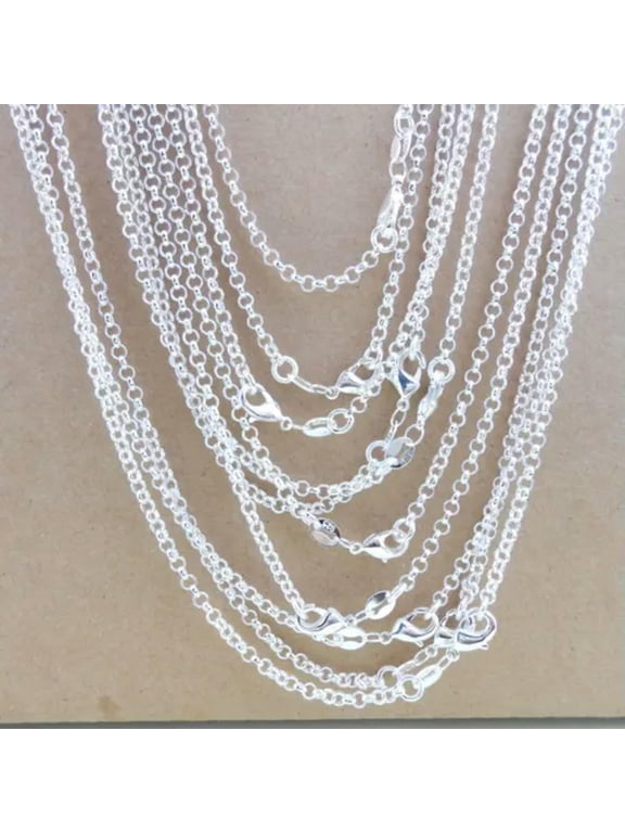 Bulk Silver Plated "O" Chains Necklace 16-30Inch Jewelry findings for Pendant-18 Inch-1pc chain