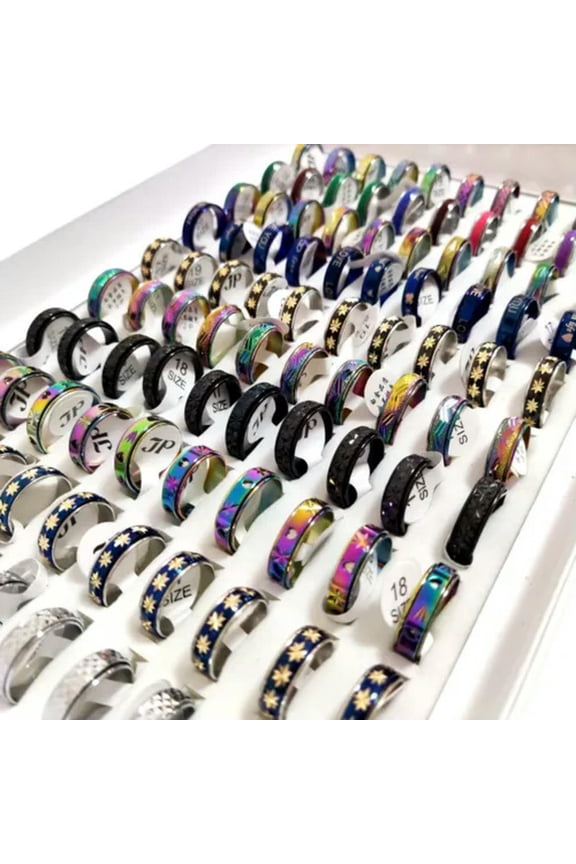 Bulk lots 100pcs Multi-design Top Mix Men Women Spinner Metal Finger Rings