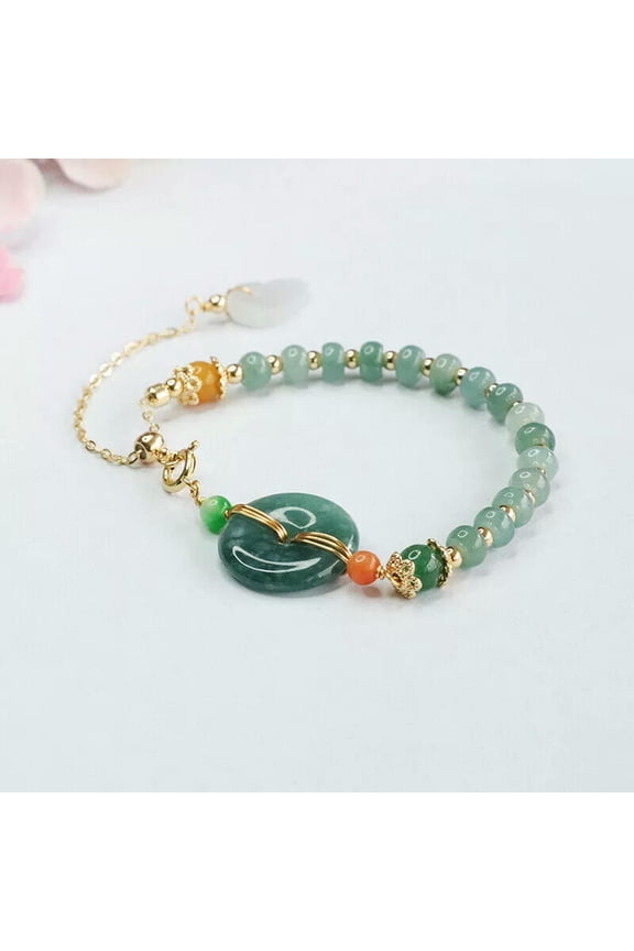 Burmese Jade Donut Bracelets Jadeite 925 Silver Jewelry Gemstone Natural Green