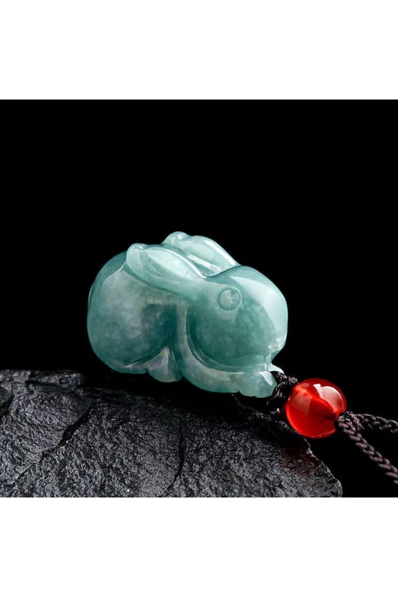 Burmese Jade Rabbit Pendant Necklace Blue Fashion Stone Jadeite Jewelry Natural