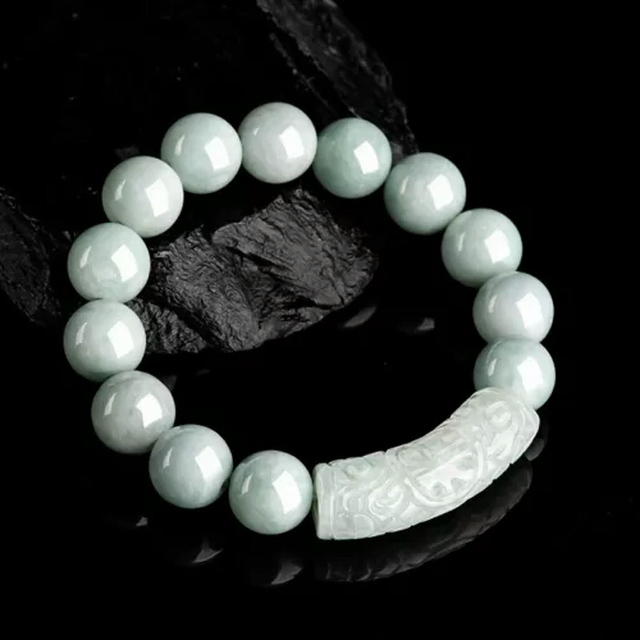 HOOUN Burmese Jadeite Bead Bracelets Natural Luxury Jewelry White Gifts Women Jade