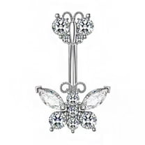 HOOUN Butterfly Belly Button Ring Pierced Navel Ring CZ Paved Fashion Piercing Jewelry-1