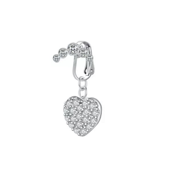 HOOUN Butterfly Fake Belly Button Bar Barbell Body Non Piercing Clip Navel Ring Gift-Heart-2