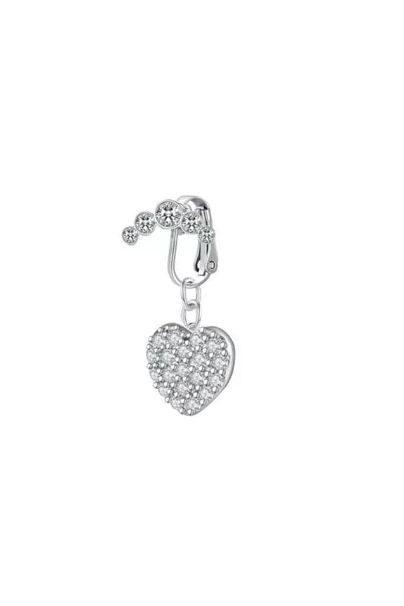 Butterfly Fake Belly Button Bar Barbell Body Non Piercing Clip Navel Ring Gift-Heart-2