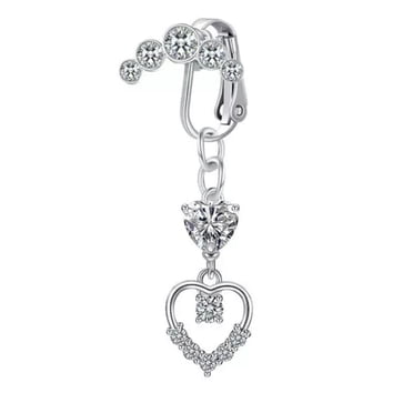 Butterfly Fake Belly Button Ring – Non-Piercing Clip Navel Bar, Stainless Steel With Cubic Zirconia