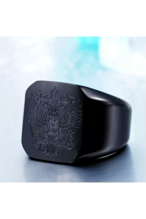 Byzantine Empire Double Headed Eagle Ring Stainless Steel Gothic Punk Ring Black-10
