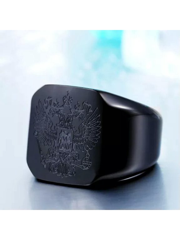 Byzantine Empire Double Headed Eagle Ring Stainless Steel Gothic Punk Ring Black-8