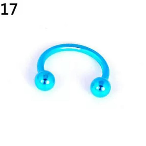 HOOUN CA Nose Ring Eyebrow Lip Studs Earrings Stainless Steel Body Piercing Rings Hoop-C-light blue/C-shape-spherical