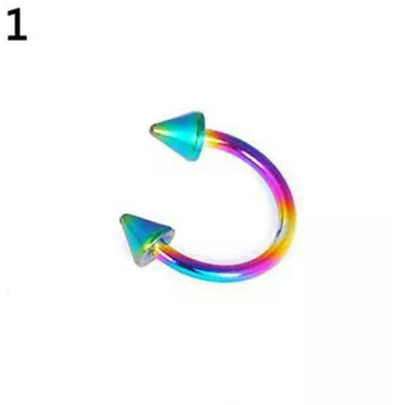 HOOUN CA Nose Ring Eyebrow Lip Studs Earrings Stainless Steel Body Piercing Rings Hoop-C-multicolor/C-shape-taper