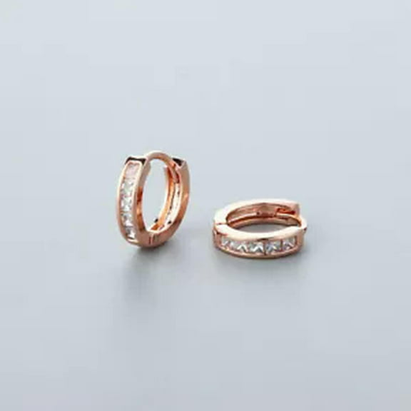 HOOUN CZ Ear Buckle Drop Earrings Copper Hoop Earrings Womens Earrings Fashion Jewelry-rose gold