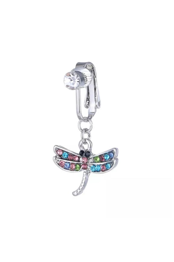 Cartilage Clip Fashion Body Piercing Fake Belly Button Navel Rings Women Gift-Dragonfly
