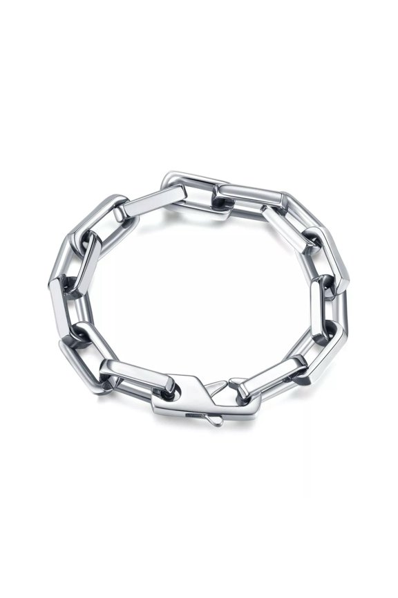 Casting Chunky Box Link Chain Stainlness Steel Circular Chain Bracelet 9.5mm 8''