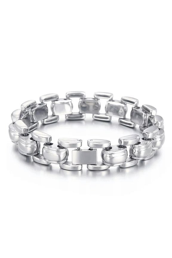 Casting Solid Link Chain Mens Bracelet Stainless Steel Father Gifts 16mm 8.26''