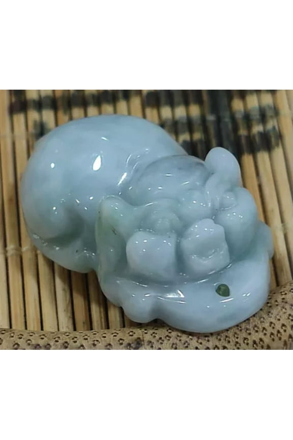 Certified 100% Natural White Light Green A Jade Jadeite Pendant Pig
