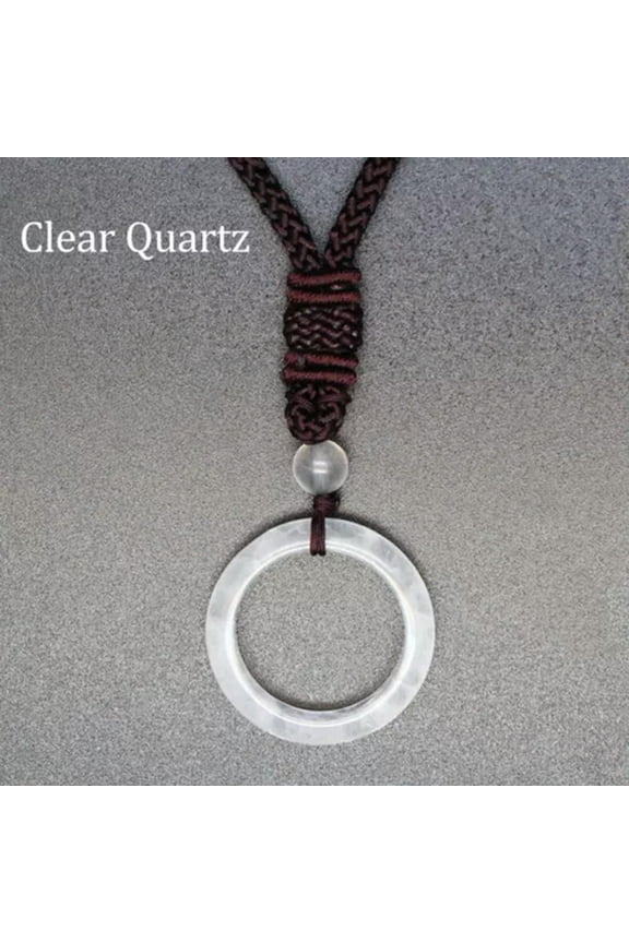 Chakra Bead Round Ring Necklace Natural Crystal Stone Gemstone Pendant Jewelry-Clear Quartz-1PC (Random Pick)