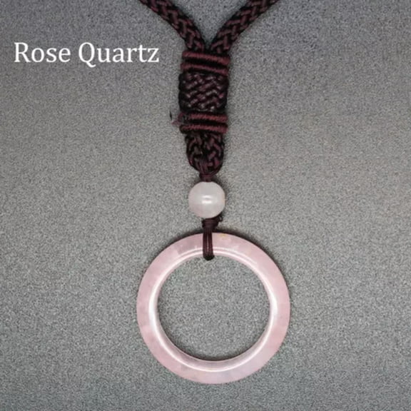HOOUN Chakra Bead Round Ring Necklace Natural Crystal Stone Gemstone Pendant Jewelry-Rose Quartz-1PC (Random Pick)