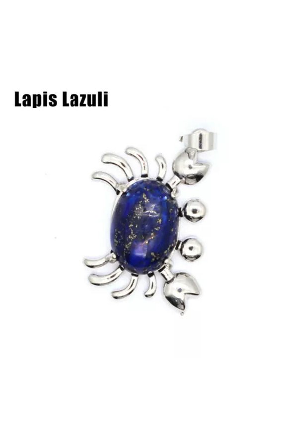 Chakra Crystal Stone Mini Crab Quartz Pendant for Necklace Jewelry Healing Gift-Lapis Lazuli