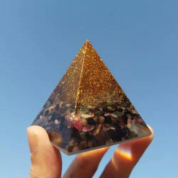 HOOUN Chakra Orgone Pyramid Crystal Energy Generator Protection Reiki Pyramid Orgonite-Tourmaline