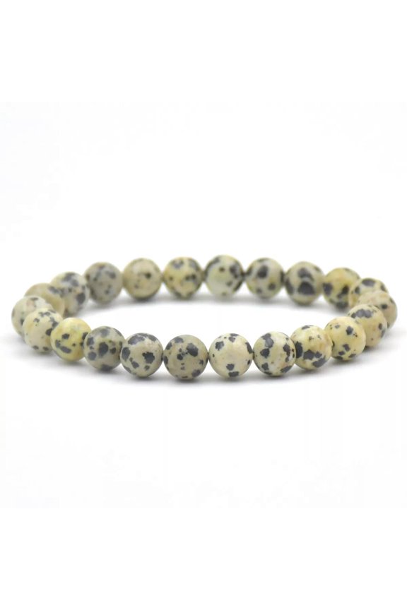 Charm 8mm Natural Stone Beads Dalmatian Jasper Beads Bracelet Elastic
