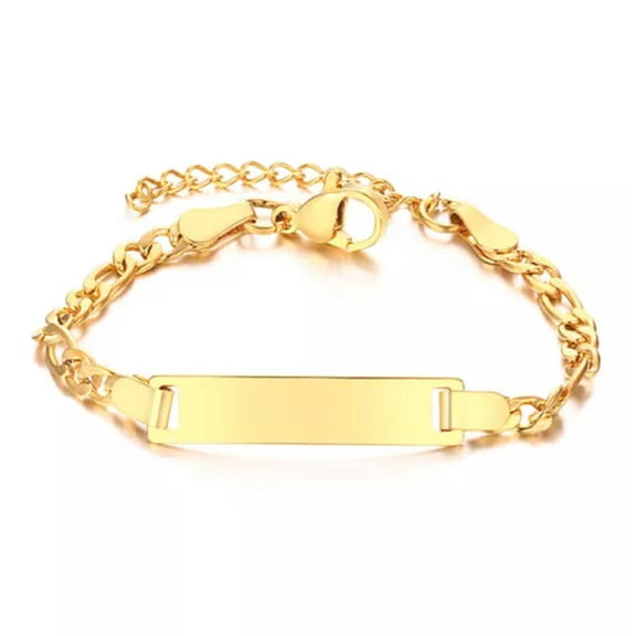 HOOUN Children's Bracelet Chain Stainless Steel ID Bracelets For Kid's student 12+3cm-gold