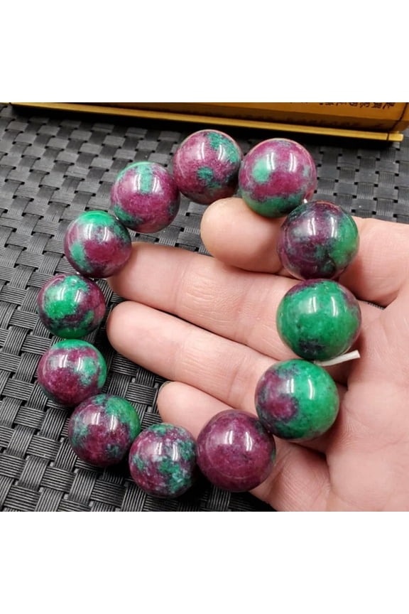 Chinese Jade Peach Blossom Jade Ball Bracelet Red Green Treasure Ball Bracelet