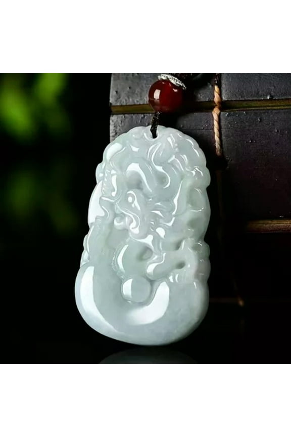 Chinese Natural Jadeite Jade Pendant Twelve Zodiac Animal Pendant Women Men-Dragon