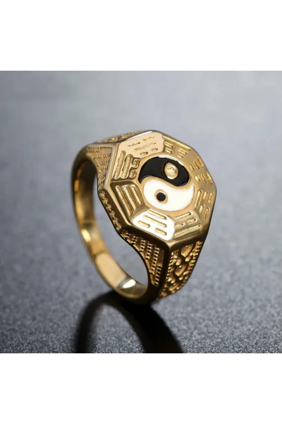 Chinese Tribal Tai Chi Amulet Ring Stainless Steel Yin Yang Tai Chi Totem Ring-13