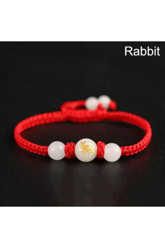 Chinese Zodiac Bracelet Braided Red Rope Lucky Adjustable Bracelet Bangle Wrist-rabbit