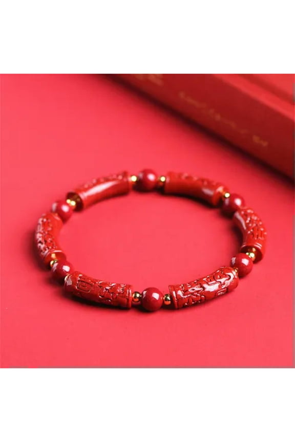 Cinnabar Bracelet Jewelry Natural Vintage Bead Charm Gemstones Real