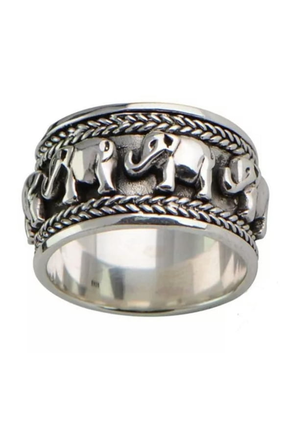 Classic Gold Silver Elephant Ring Party Wedding Jewelry for Men Women-1#-8