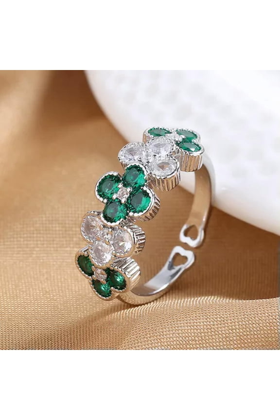 Classical 925 Silver Rings Women Wedding Cubic Zirconia Jewelry Size Adjustable-#1