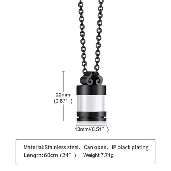 HOOUN Clear Hollow Fillable Glass Tube Necklaces for Women Men Urn Memorial Pendants-_-Black-
