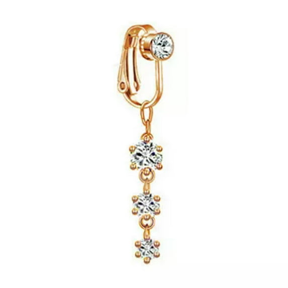 HOOUN Clip On Belly Button Ring CZ Butterfly Fake Belly Navel Piercing Body Jewelry-1