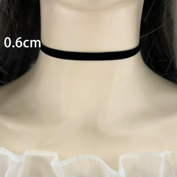 HOOUN Cloth Black Choker Collar Punk Goth Adjustable Sexy Velve Necklace O-Ring Decor-Width 0.6cm