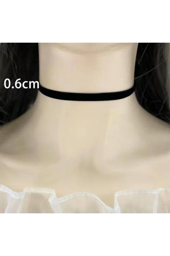 Cloth Black Choker Collar Punk Goth Adjustable Sexy Velve Necklace O-Ring Decor-Width 0.6cm
