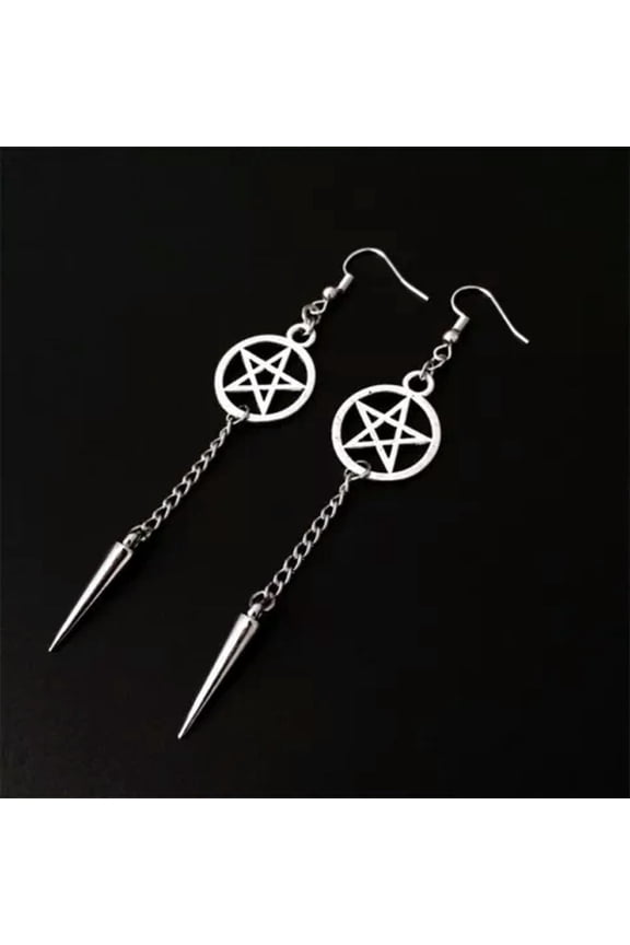 Colorful Pentagram Pendant Earrings Dangle Hook Drop Women Boho Witchy Jewelry-20#Pentagram sword