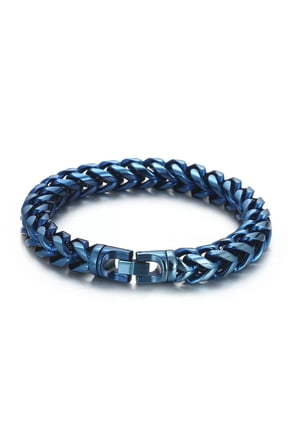 Cool Blue Figaro Link Chain Bracelet Stainlss Steel Bracelet For Mens 10mm 9''