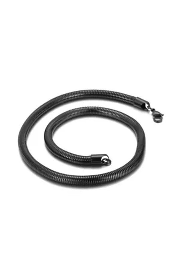 Cool Gift 6mm 24'' Men Round Snake Chains Necklace Stainless Steel Chain Hip-Hop-Black
