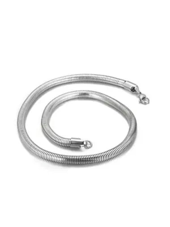Cool Gift 6mm 24'' Men Round Snake Chains Necklace Stainless Steel Chain Hip-Hop-Silver