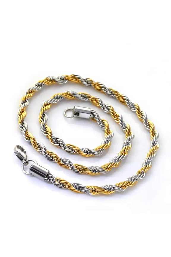 Cool Gold Silver Stainless Steel Rope Chain Necklace Men's Jewelry 6mm 24 inch