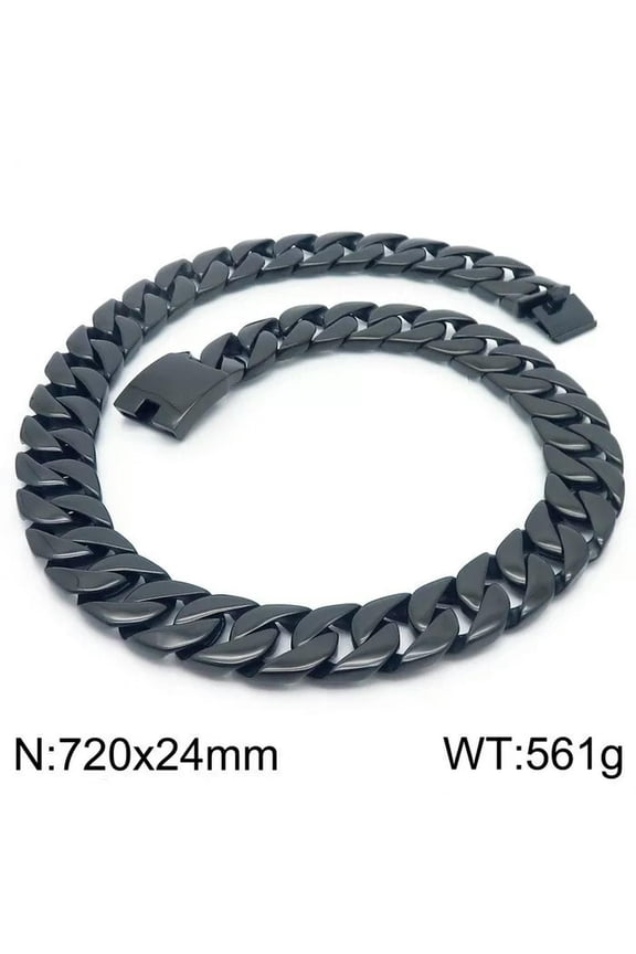 Cool Mens Black Stainless Steel Heavy Huge Miami Cuban Chain Necklace 24mm 28''