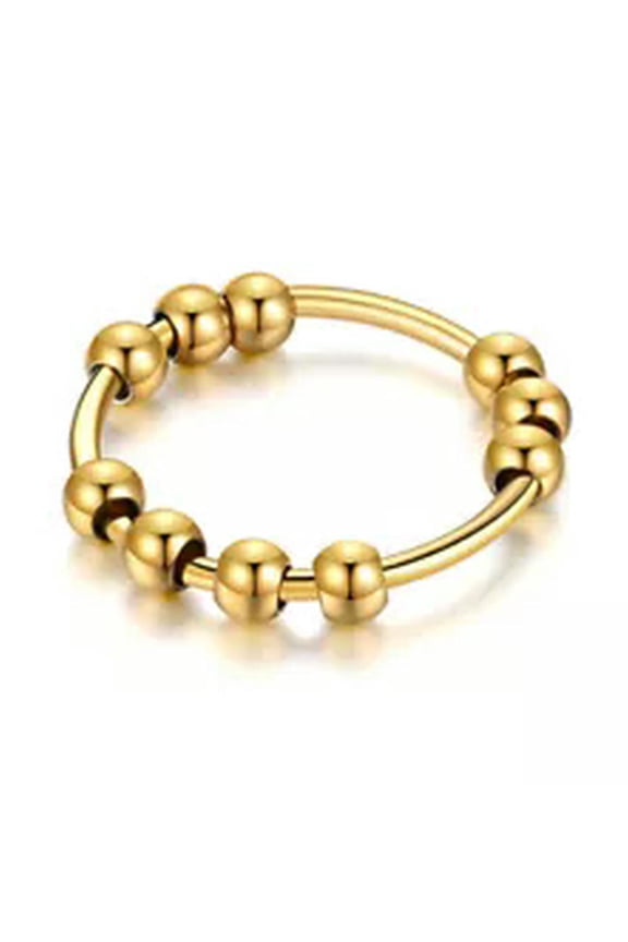 Couple Finger Stainless Steel Rotating Rings Spinner Band Anti-anxiety Simple -gold-11